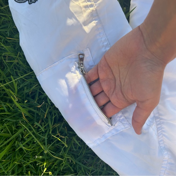 white with black trim bomber jacket - Picture 2 of 6